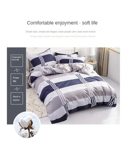 3PC 100% Cotton Duvet Cover Set Striped Printing 1PC Duvet Cover 2PC Pillowcase Cotton Soft Skin Friendly Bedding.