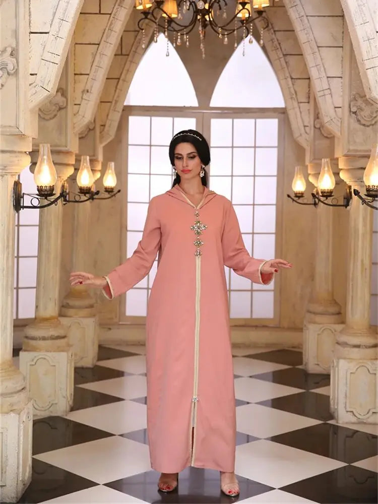 Ramadan Pink Abaya Damen Dubai Arabic Islam Prayer Clothes Muslim African Dresses For Women Kebaya Kaftan Robe Musulmane Femme.