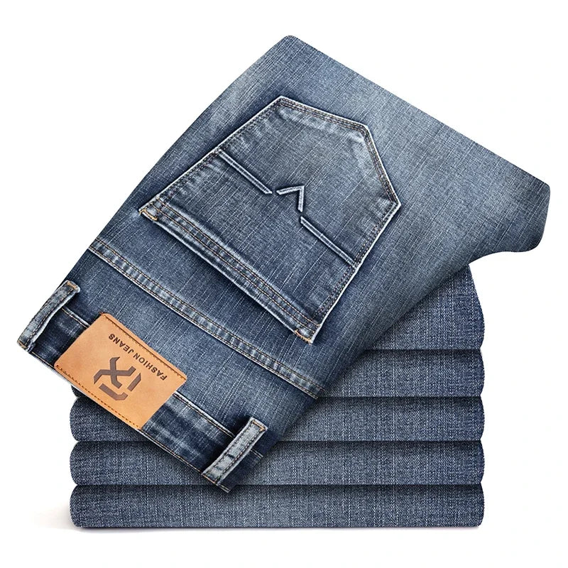 Herbst Winter Neue Business herren Jeans Klassische Mode Stretch Gewaschen Casual Denim Hosen Bequeme Gerade Männliche hosen