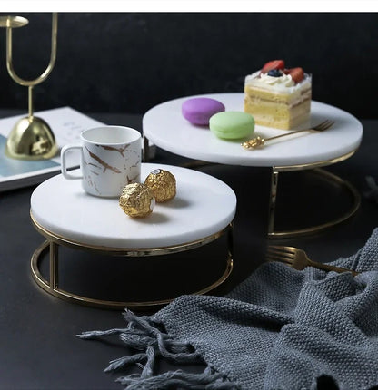 Nordic Marble Cake Dessert Tray Decoration Modern Simple Home Makeup Tools Jewelry Storage Plate Fruit Snack Chocolate Display.