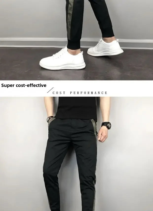2023 Summer Men's Slim Fit Harajuku Style Lightweight Harem Pants Casual Trendy Korean Version Nine Point Length Mens Pants.