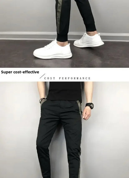 2023 Summer Men's Slim Fit Harajuku Style Lightweight Harem Pants Casual Trendy Korean Version Nine Point Length Mens Pants.