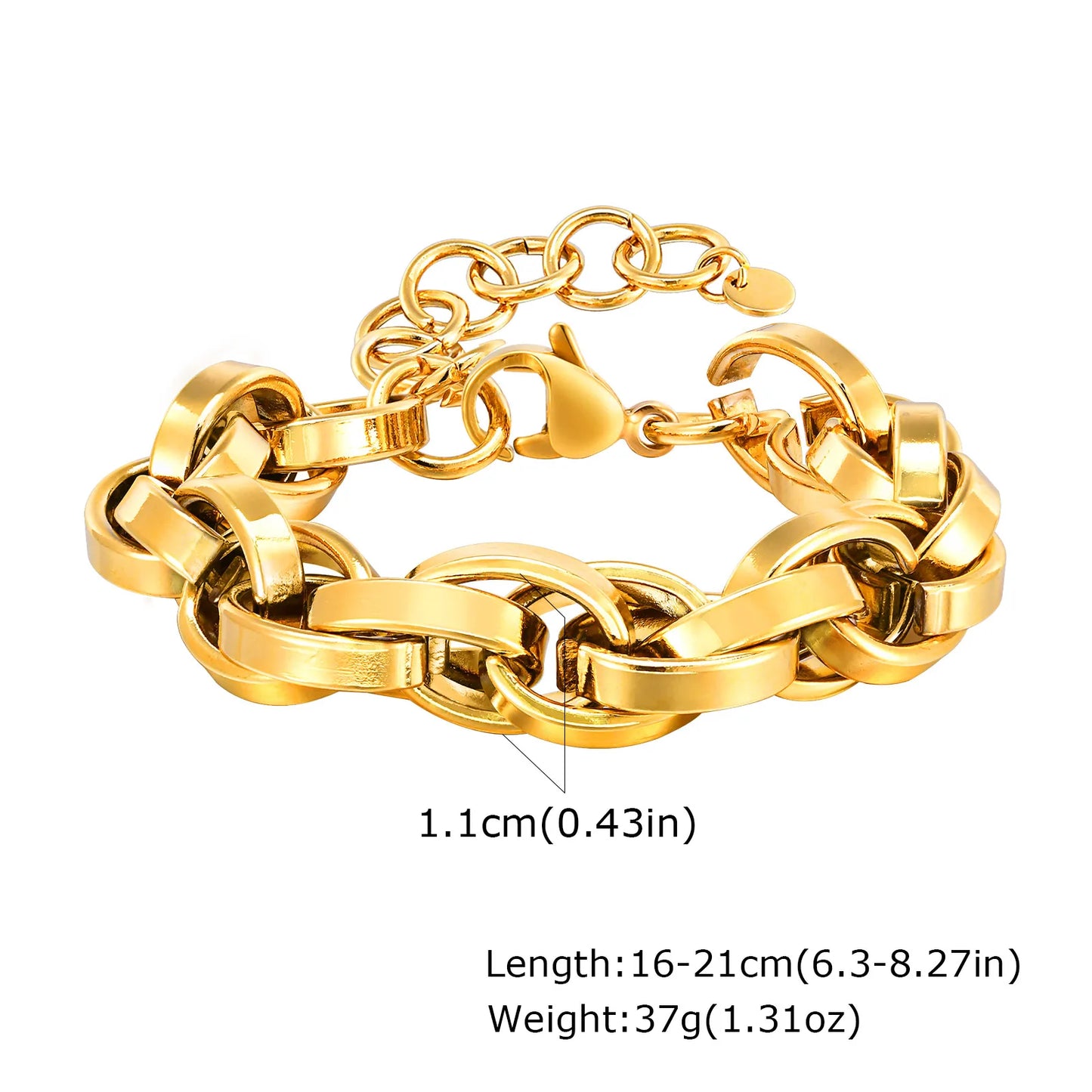 Chunky Bold Toggle Bracelets for Women, Stainless Steel OT Buckle Link Chain Bracelet Gold Plated Tarnish Free.
