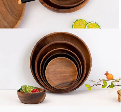 Natural Wood Hand-made Dinner PlatesUnbreakable Plate Sushi Dessert Fruit Bread Snack Tray Kitchen Bar Tableware Home Decoration.