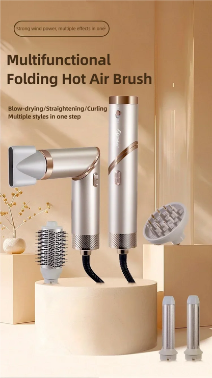 Tinsol 5in1 Multi-function hair dryer curling iron portable foldable hair dryer negative ion hair care curling iron styling set