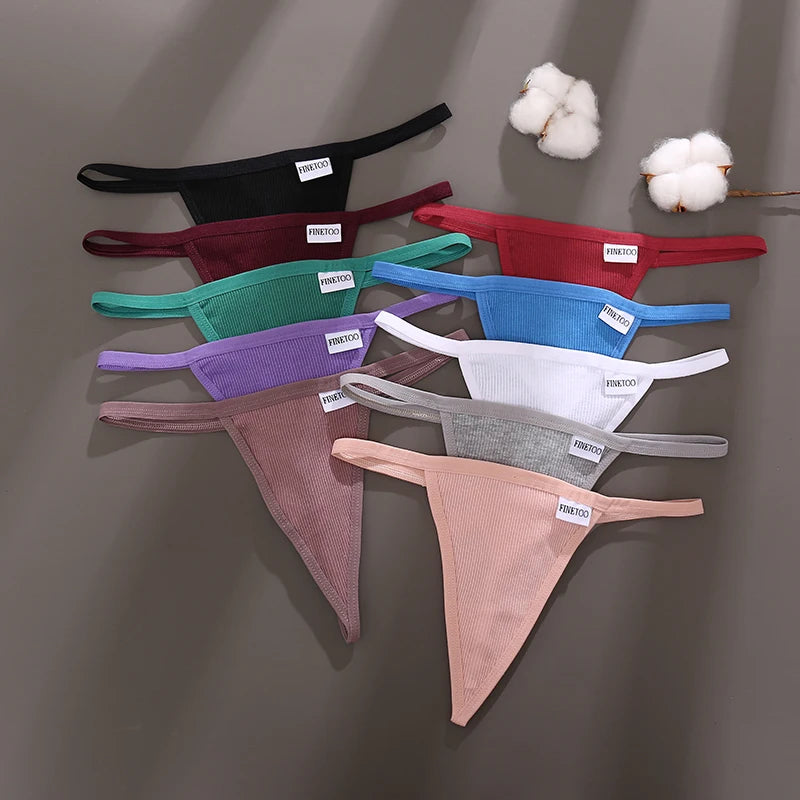 7Pcs/Set Women’s Sexy Panties Seamless Cotton Low Rise Thongs Fashion Solid Color Soft Breathable Underwear Female Cozy G-string.