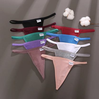 7Pcs/Set Women’s Sexy Panties Seamless Cotton Low Rise Thongs Fashion Solid Color Soft Breathable Underwear Female Cozy G-string.
