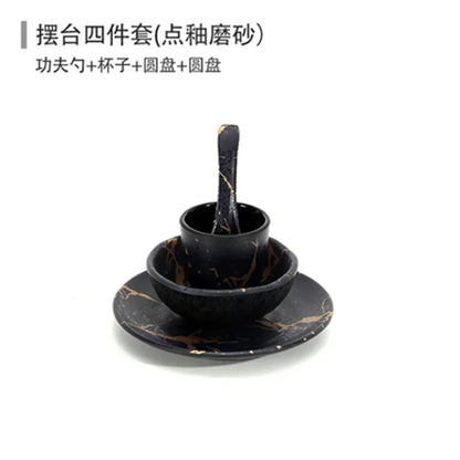 Marble Texture Imitation Melamine Plate BBQ Tableware Cake Fruits plates Snack Tray Outdoor Party Dishes Steak