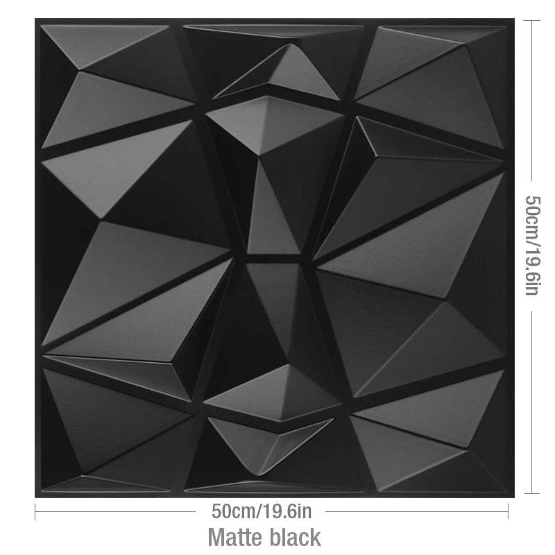 12pcs 50x50cm Stiker dinding 3d, dekorasi rumah panel dinding 3d, non-self-adhesive Kayu ukir berlian geometris potongan seni 3d