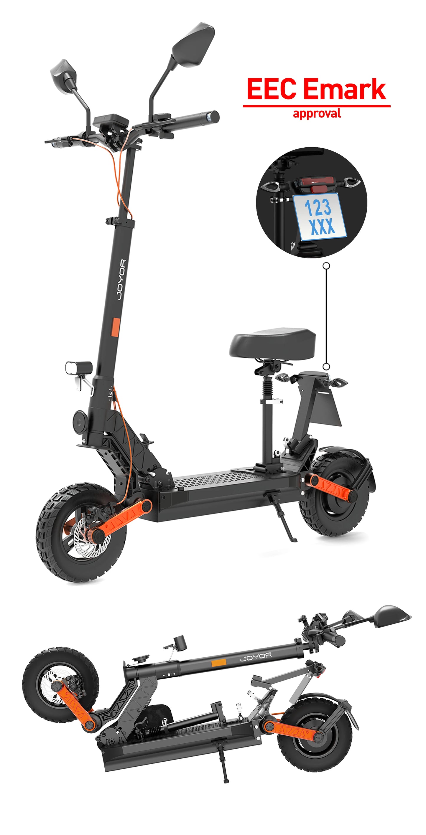 JOYOR S8E Foldable Electric Scooter 800W Adults 10" E-scooter with 48V 26Ah Battery 45km/h.