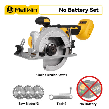 MELLWIN 5 Zoll 125 MM Bürstenlose Elektrische Kreissäge Handheld Multifunktionale Holz Metall Cutter Power Tool Für 21 V 18 V Batterie