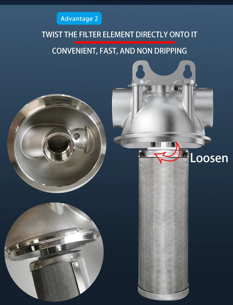 Whole house sediment filter  water filter system 40μm 316 stainless steel mesh.