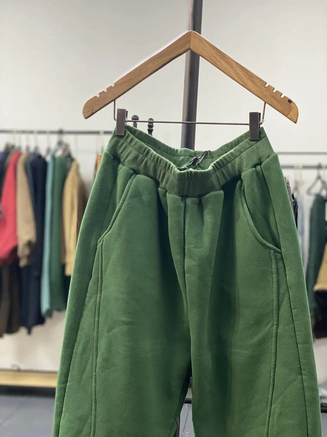 Autumn/Winter 150kg American Retro Cuffed Casual Trousers Men's Korean Slimming Patchwork Fleece-lined Harem Trousers Sweatpants.