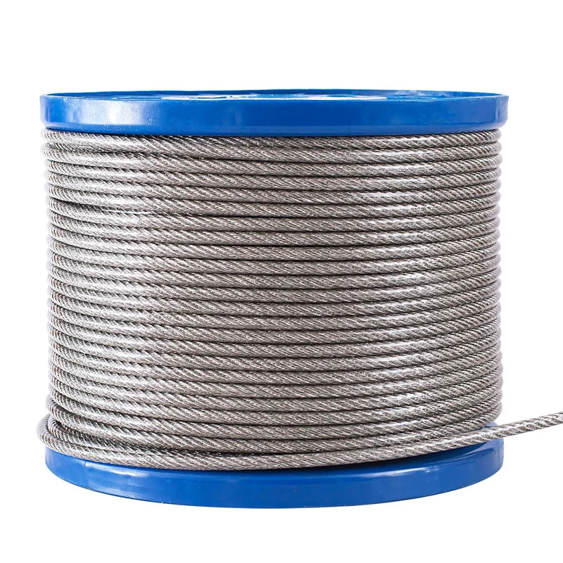Diameter 0.8mm-8mm Length 2-100m Clothesline,PVC Transparent Plastic Coated No Burr 304 Stainless Steel Wire Rope Cable