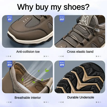 Men Soft Hiking Shoes Summer Breathable Mesh Sneakers Light Black Hike Footwear Walking Shoes Outdoor Shoes Climbing Shoe Male.