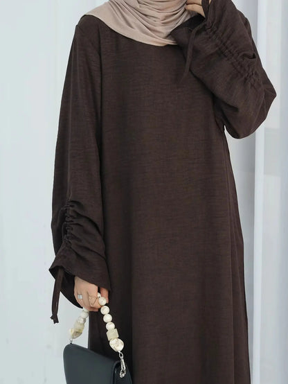 Eid Islamischen Modest Kleid für Frauen Abaya Spitze-up Hülse Marokko Casual Ramadan Vestidos Gebet Kaftan Dubai Muslimischen Lange robe.