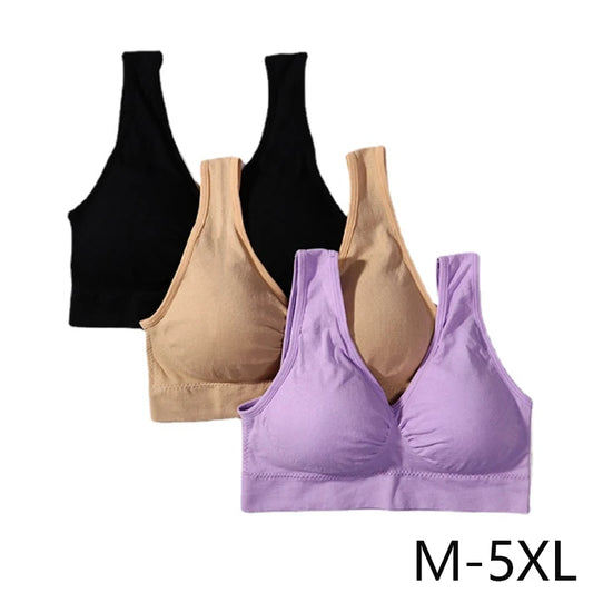 3PCS/lot Seamless Bra With Pads Plus Size Bras For Women Active Bra Wireless Brassiere Push Up Big Size Vest Wireless BH 5XL.