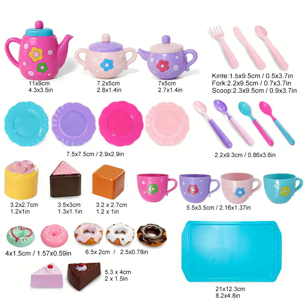 Tea set for girls, tea party set, tea set for kids including kettle, cookies, food for kids, gifts for boys and girls.