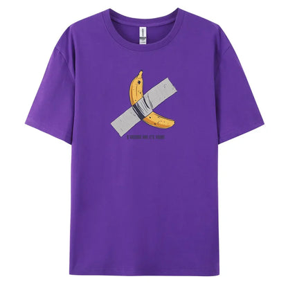 Banana Men's Casual Short-sleeved T-shirt with 100% Cotton Fashion print Tees oversize.