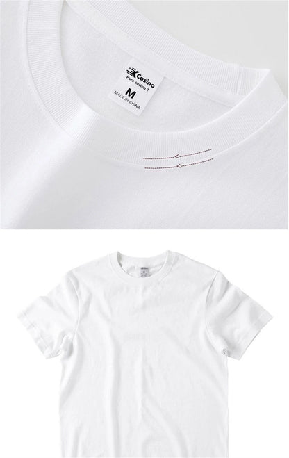 2PCS 100% Cotton Solid T Shirts Men's and Women's Short Sleeve White Tees Casual Breathable Loose Round Neck T-shirt Couple Tops.