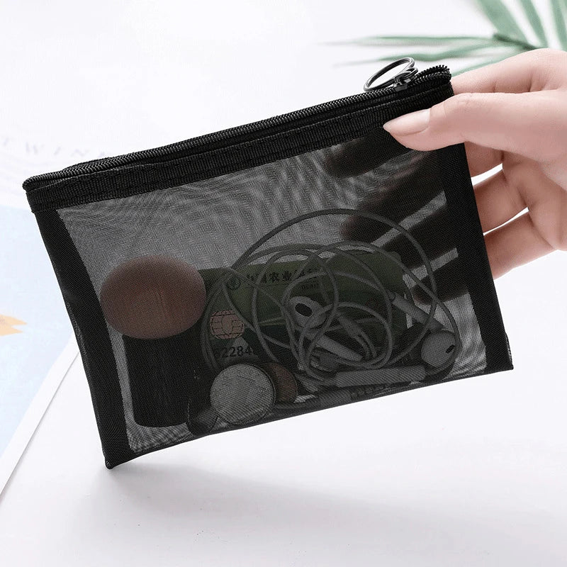 Women Mesh Cosmetic Bag Travel Storage Makeup Bag Organizer Female Make Up Pouch Portable Small Large Toiletry Beauty Case