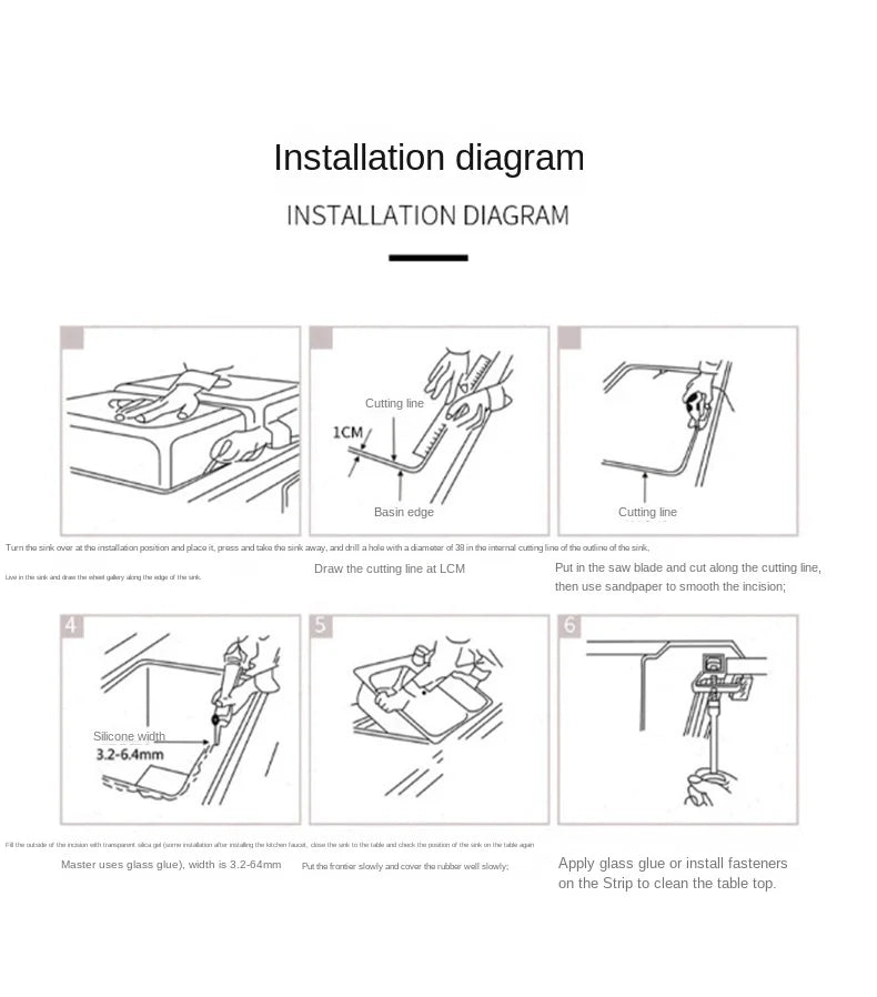 Multifunctional Nano Stainless Steel Kitchen Sink with Cover Plate, Thickened Single Basin Island Table Sink 88*51*22CM