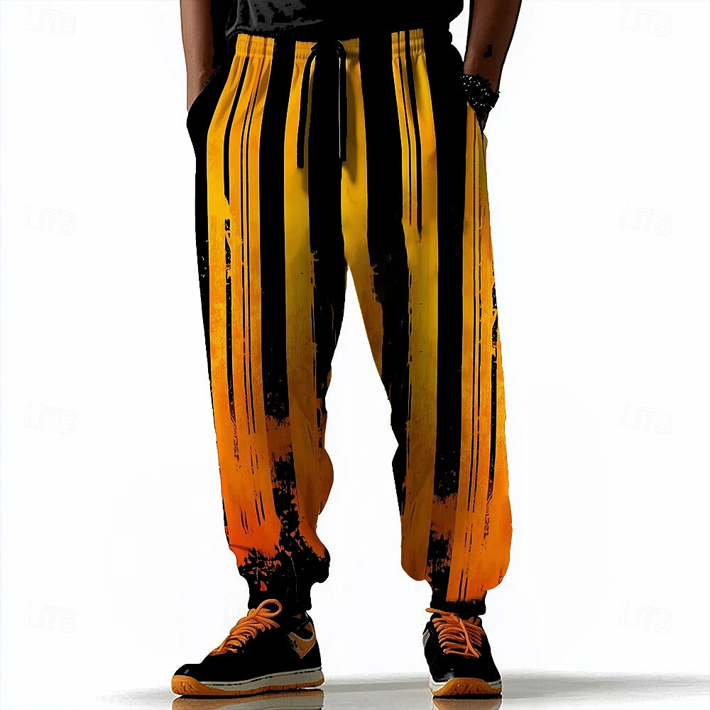 Pumpkin Bat Halloween Costumes Pants Men's Side Pockets Elastic Drawstring Sweatpants Joggers Pants Casual Trousers Fall Winter.