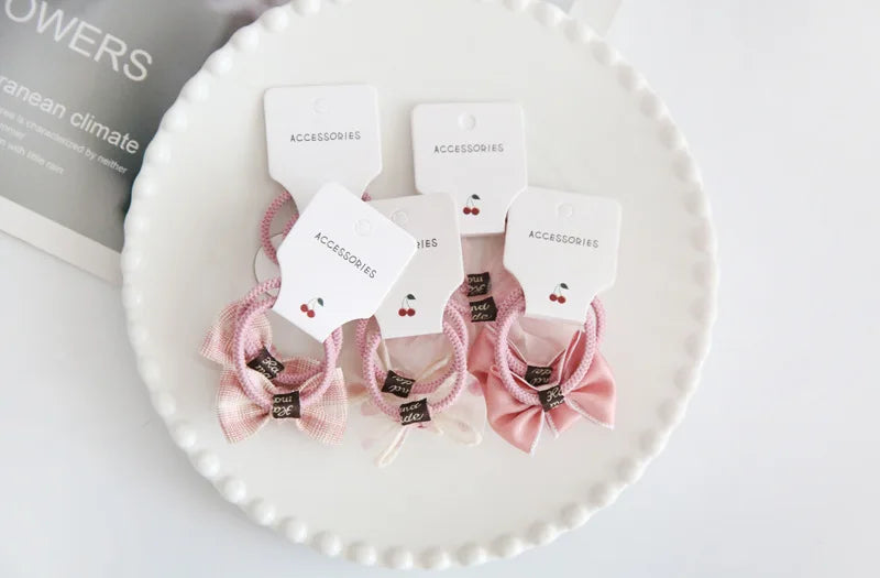 10Pcs/Lot, Elastic Hair Bow Clips for Children, Children's Headwear Hair Accessories for girls, Cute Hair ties, Lovely Hair Rope.