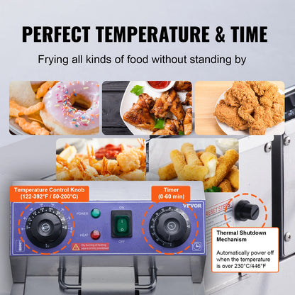 SucceBuy Commercial Electric Deep Fryer w/Dual Tanks 12L 3000W  Stainless Steel Countertop Fryer for Fried Chicken French Fries.