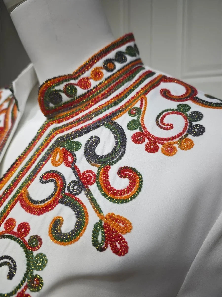 Ramadan Muslimische Damen bestickte lose Abaya-Kleider für Frauen Gala Marokko Dubai Eleganter lässiger Kaftan