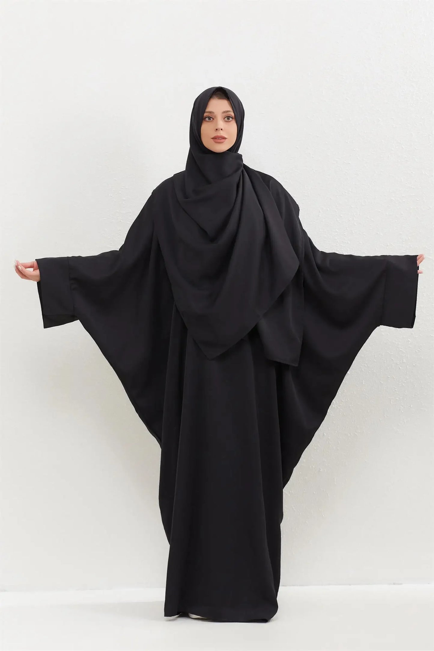 Two Pcs Muslim Abaya Women Jilbab Islamic With Hijab Clothing Dubai Saudi Robe Turkish Modesty Prayer Dresses Kaftans.