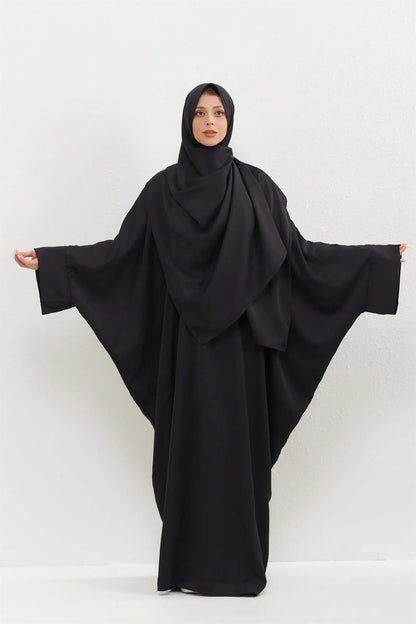 Two Pcs Muslim Abaya Women Jilbab Islamic With Hijab Clothing Dubai Saudi Robe Turkish Modesty Prayer Dresses Kaftans.