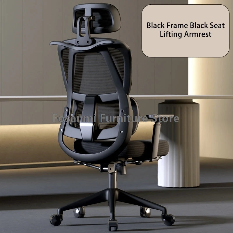 Atmungsaktiver Mesh-Computer-Bürostuhl mit Armlehne und Lordosenstütze, verstellbarer ergonomischer Schreibtischstuhl, Heim-Gaming-Kopfstützenstuhl