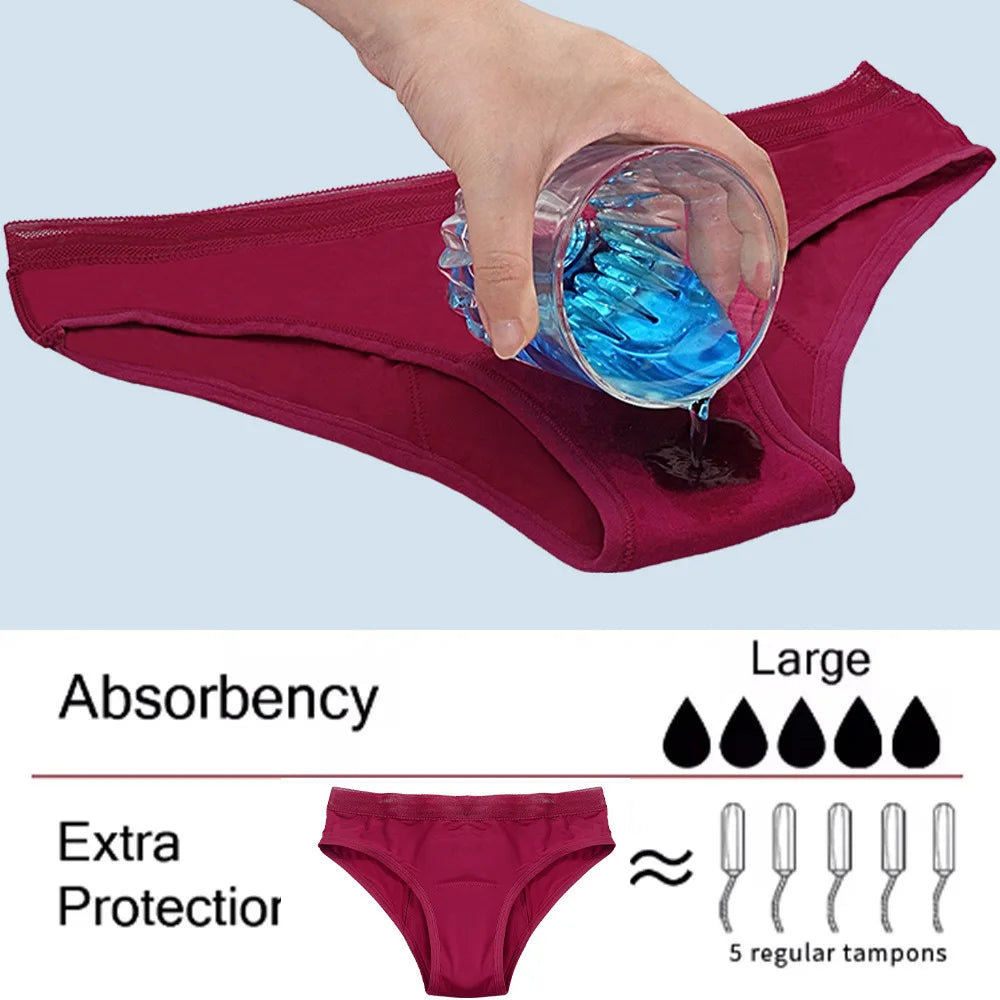Seamless Cotton Menstrual Panties 4-Layer Leakproof Fast Absorption Women Period Panties Mid-Rise Incontinence Undies.