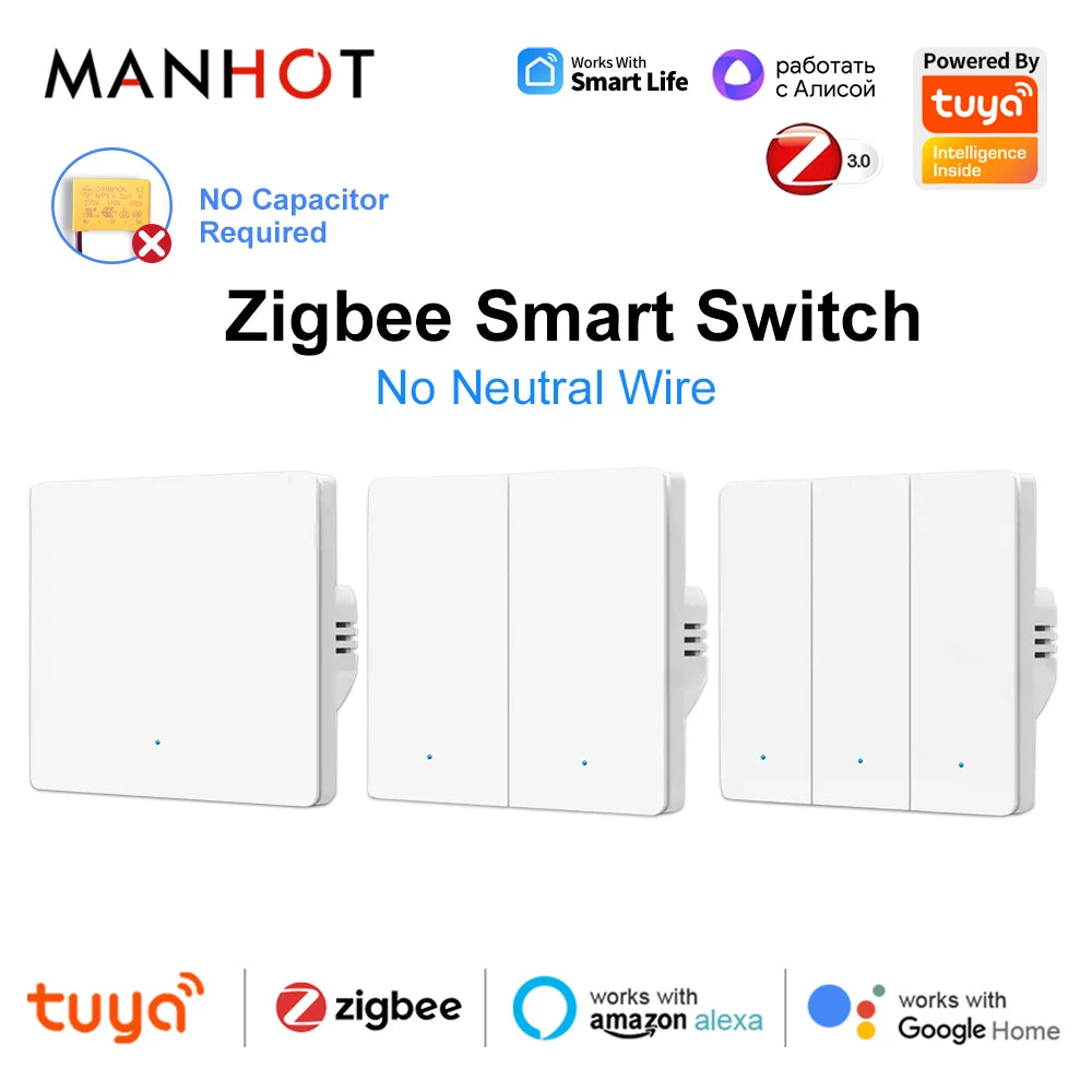 Tuya zigbee 3,0 smart life eu taster lichtsc halter kein neutraler kabel kein kondensator bedarf unterstützung alexa google home yandex alice.