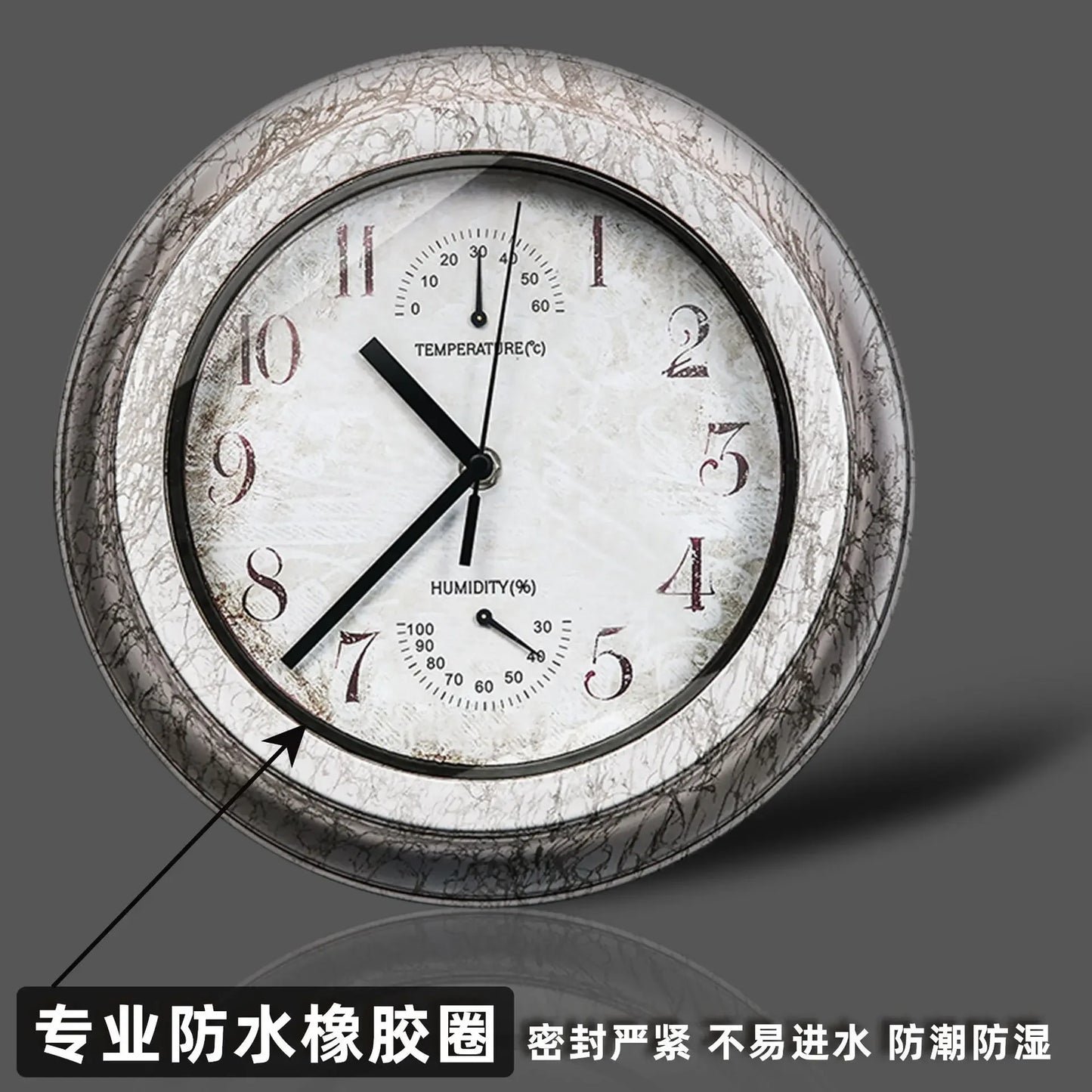 100 % wasserdichte Wanduhr, Outdoor-Uhr, Badezimmer, Küche, Terrasse, Geschäft, Wohnzimmer, dekorative Wanduhr, stilvolle, geräuschlose Wanduhr