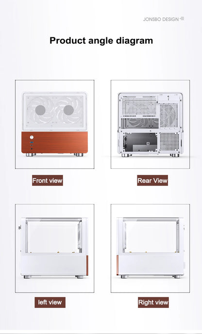 Jonsbo V12 Hyperbolic Glass PC Case MATX ITX Computer Case Seaview Room Desktop Case Mini Side Transparent Chassis 12cm Case Fan.