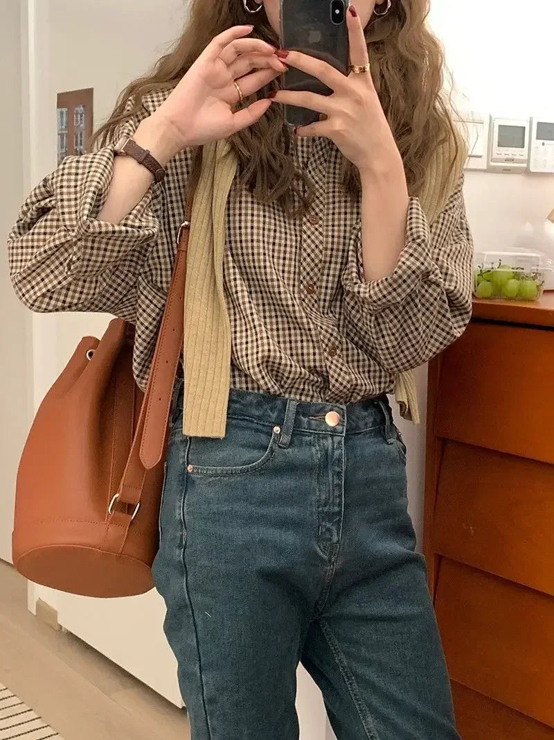 Fashion Casual Women's Plaid Shirt Autumn New Boutique Ladies Blouse and Tops Female Long Sleeve Blouses Clothes
