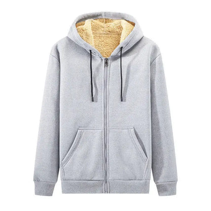 Men's Velvet Thickened Hooded Cardigan Top Student Zipper.