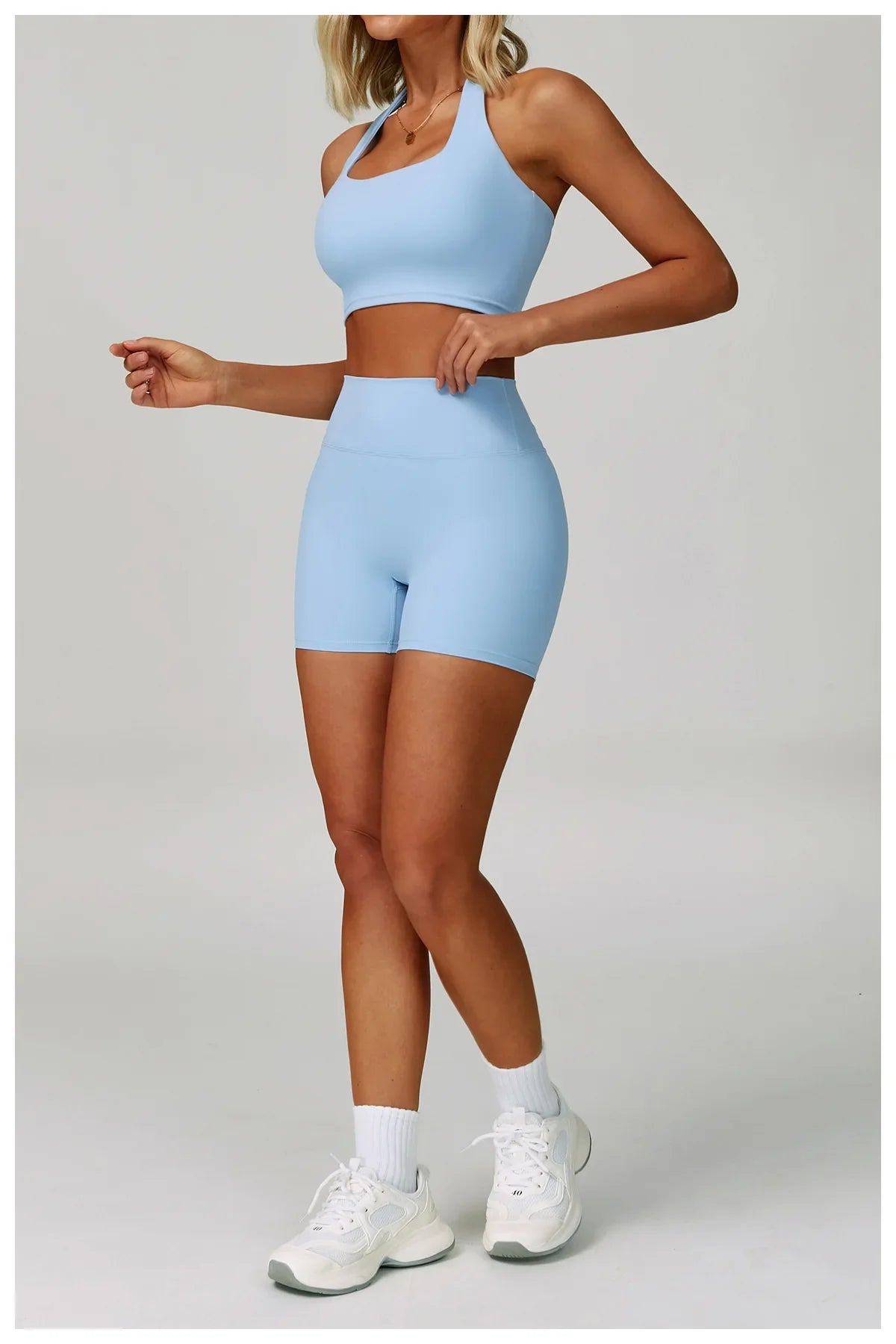 Yoga Shorts Set Women Sports Bra Long Sleeve Zipper Jacket Tight Fitting Pants Fitness Suit Outdoor Running 2PCS Workout Clothes.