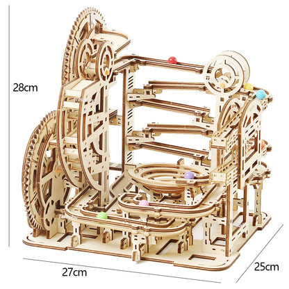 3d Wooden Puzzle Marble Runs Mechanical Puzzles Self Assembly Toy STEAM Educational Toys Model Building Kits for Kids Adult Gift.