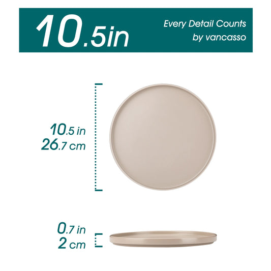 VANCASSO 6Piece Beige/WHITE/BLUE/Dark Blue/GREY/Black Stoneware Tableware Set with Dinner/Dessert Plate/Bowl For 6 Person.