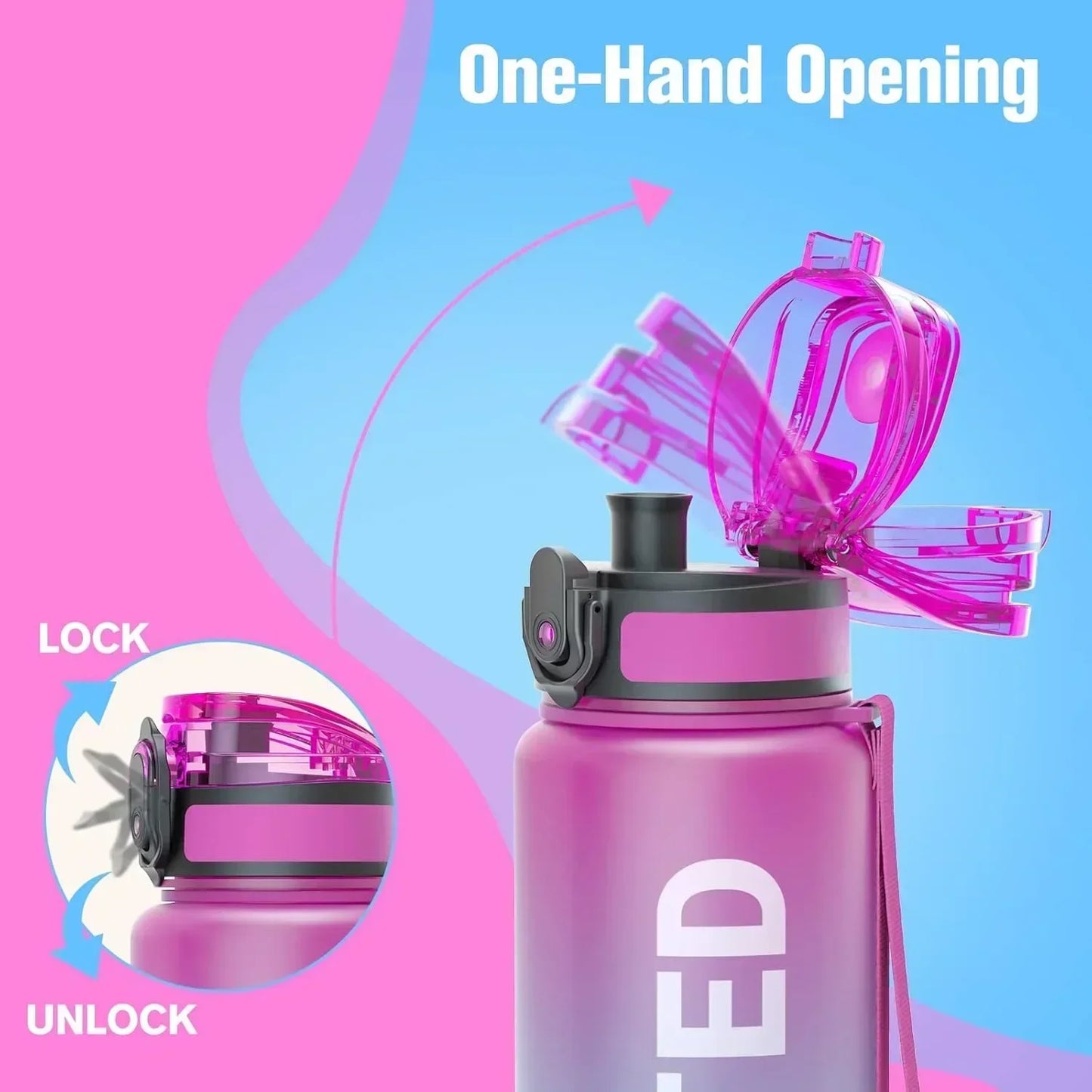 32oz Water Bottle Motivational Sport Water Bottle Leakproof Drinking Bottles Outdoor Sports Travel Kettle Drinking Water Bottle.