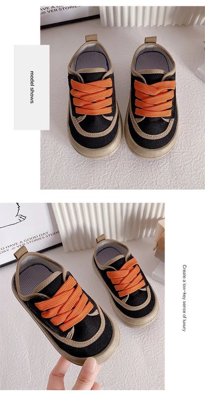 Children Fashion Versatile Soft Canvas Shoes Floral Print Casual Kids Shoes Drop Shipping Lace-up 2023 Spring New for Boys Flats.