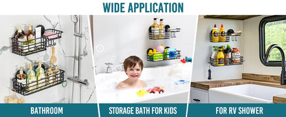 TAILI Dusch-Caddy mit Saugnapf, 2er-Pack mit Haken und Seifenhalter, robuster Badezimmer-Dusch-Organizer, ohne Bohren von Duschregalen