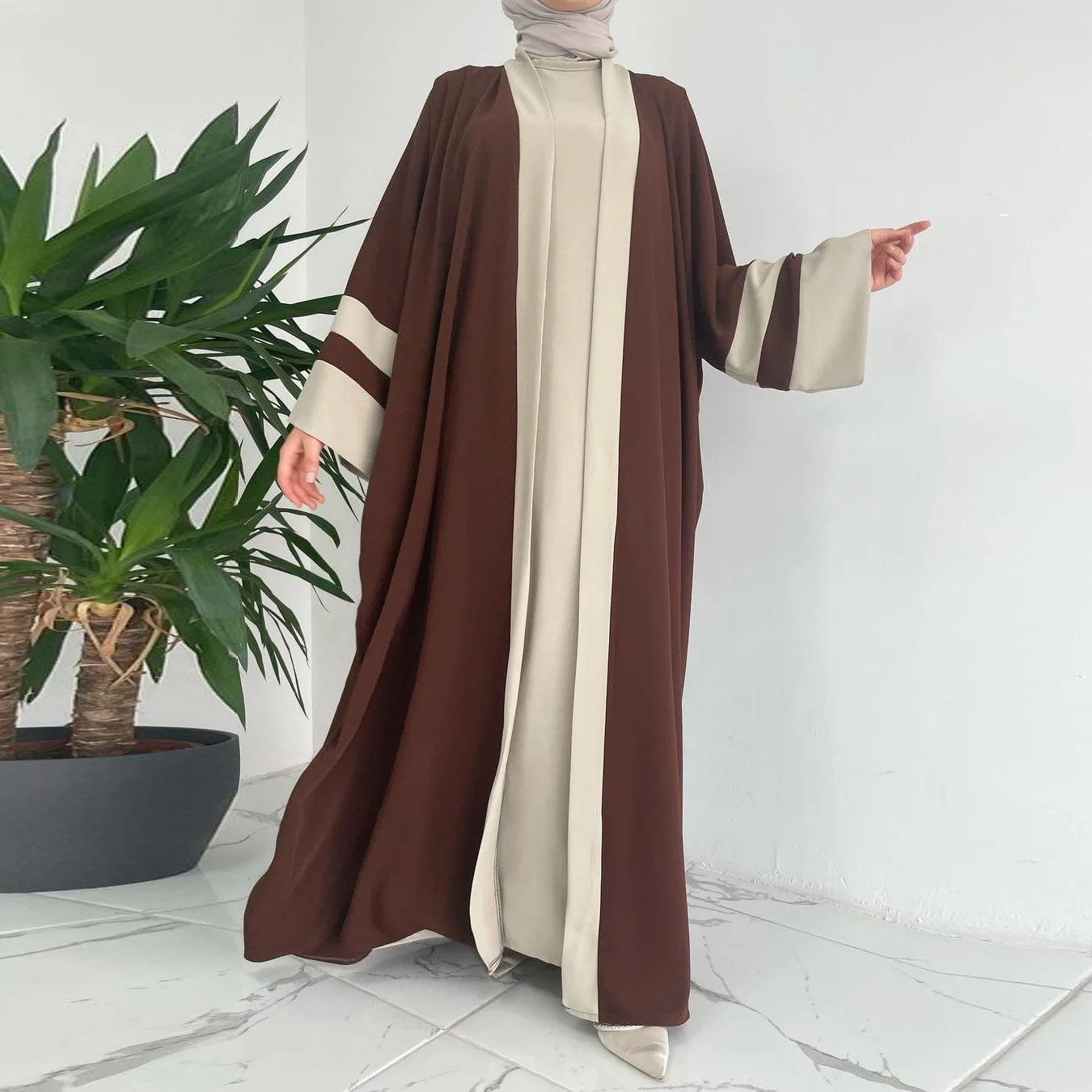 Eid Muslimisches Kleid und Abayas für Frauen, 2-teiliges Set, Musulman Ensembles Marokko, Ramadan-Kaftan, Abaya, Kaftan, Dubai, arabische lange Robe 2024.