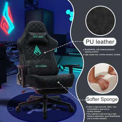 Symino Gaming-Stuhl mit Fußstütze, PC-Stuhl im Racing-Stuhl-Design, Vintage-PU-Leder, ergonomischer Bürostuhl