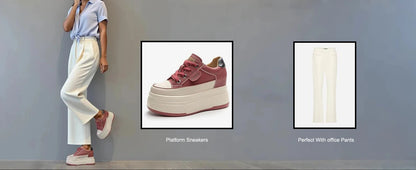 Fujin 9cm Cow Suede Genuine Leather Women Vulcanized Shoes Platform Wedge Skate Boarding High Brand Heels Casual Summer Shoes.