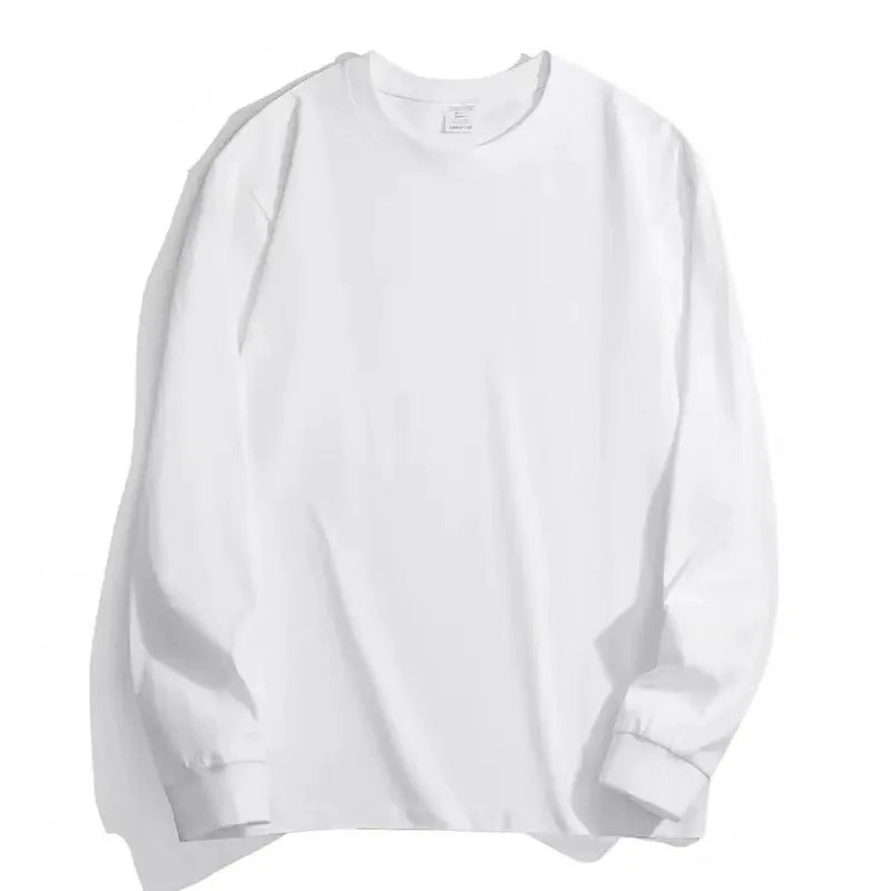 300gsm Heavy Weight Cotton T-shirt Long-sleeved T-shirt for Men Women Pure White Men's Blank Shirt Wholesale