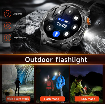LIGE 2025 New 1000mah Smart Watch Men AMOLED HD Display Sport Fitness LED Flashlight Bluetooth Call Smartwatch For HUAWEI XIAOMI.